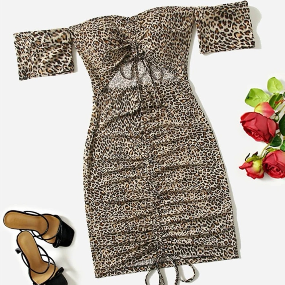 Leopard Print Off-Shoulder Dress